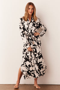 SKYLER BANDED LONG ROBE | IVORY FLORAL