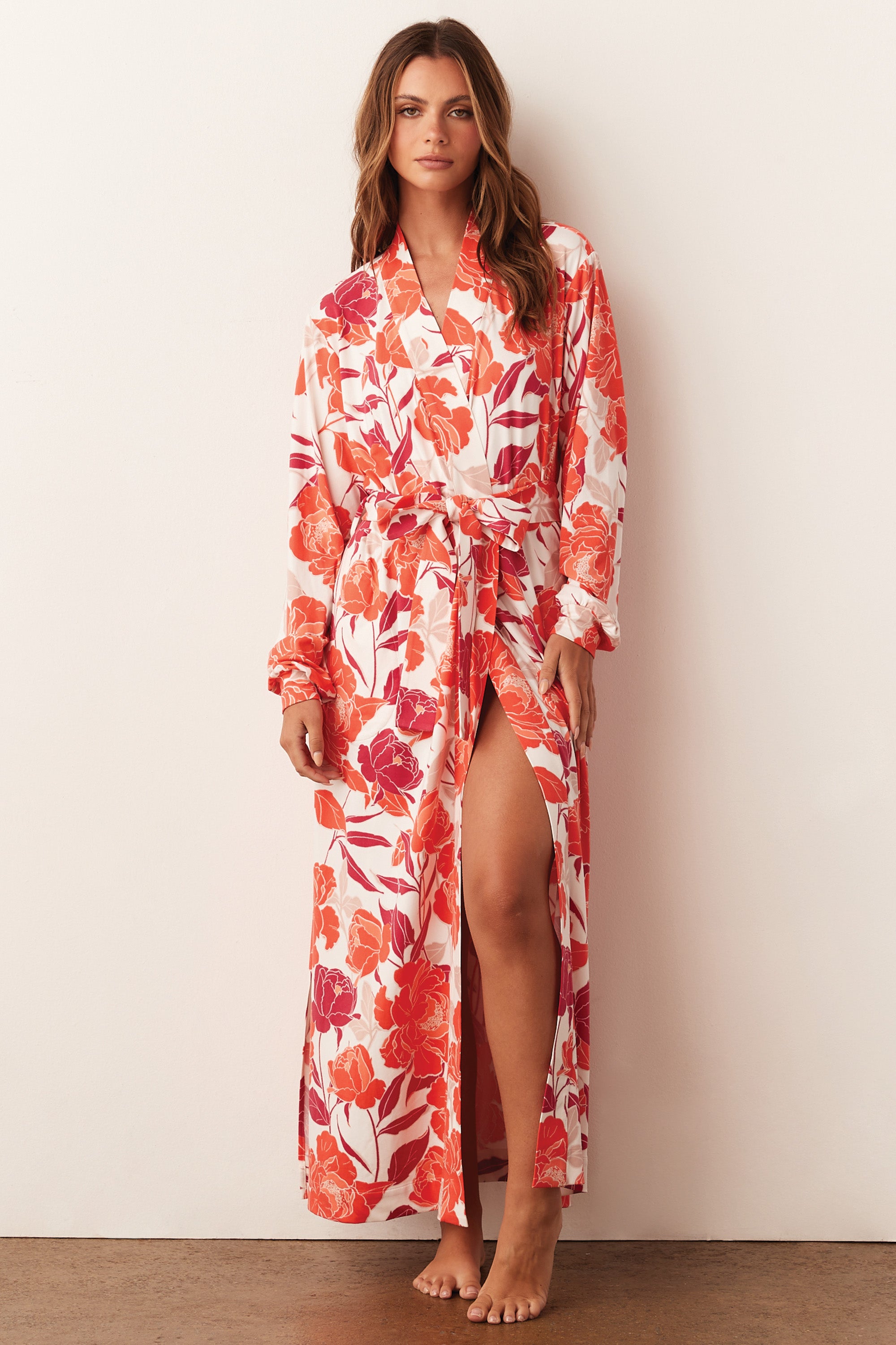 Load image into Gallery viewer, SKYLER BANDED LONG ROBE | POSITANO FLORAL
