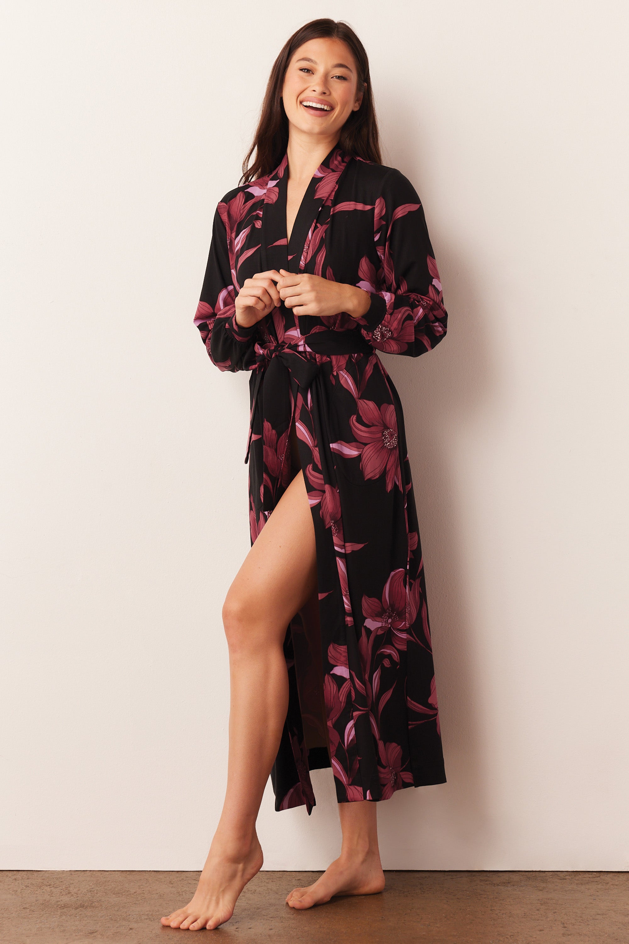 Load image into Gallery viewer, SKYLER BANDED LONG ROBE | FLORA
