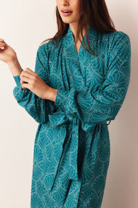 SKYLER BANDED LONG ROBE | CHATEAU
