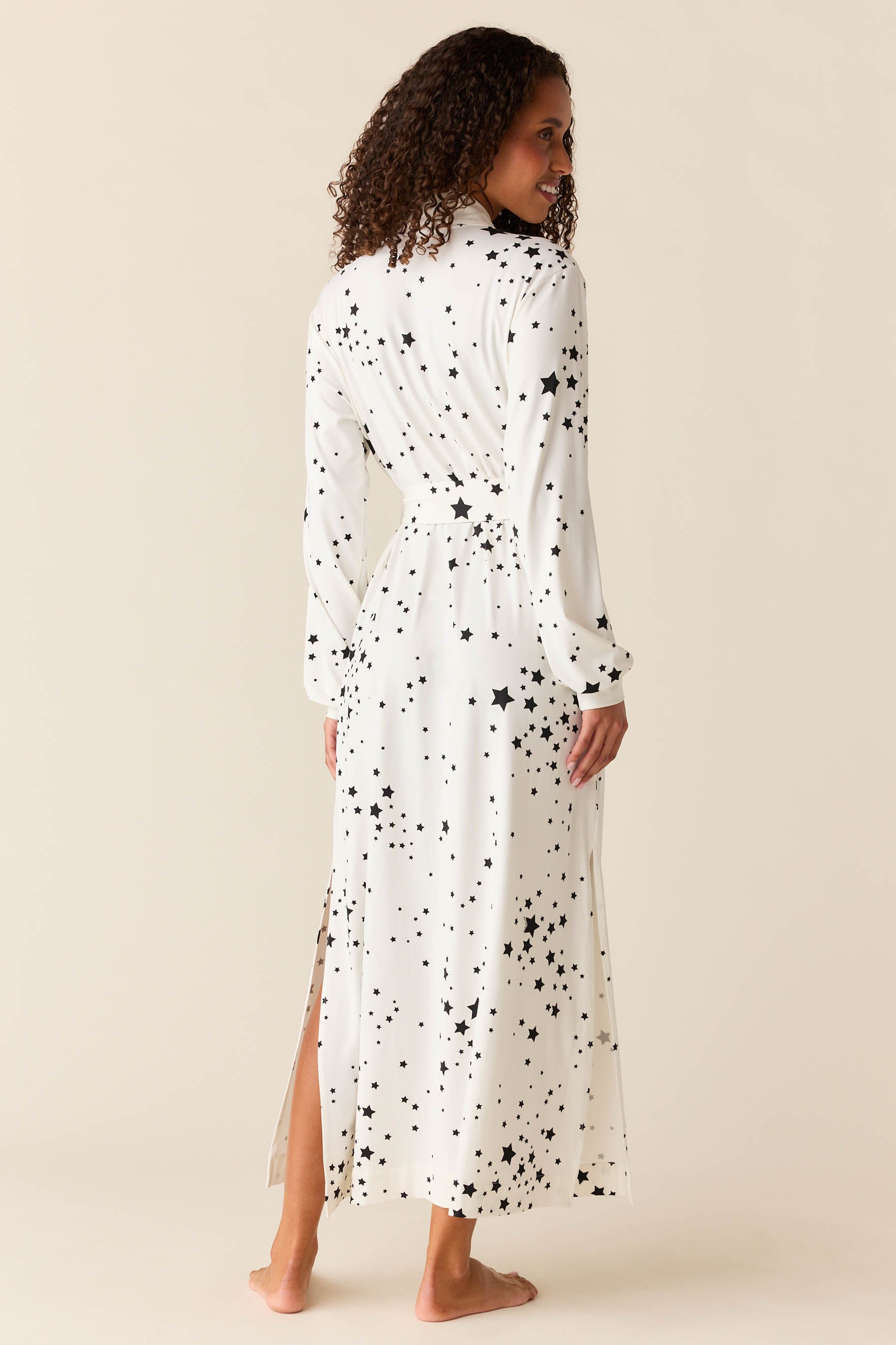 Skyler Cloud Jersey Banded Long Robe in White Stars – MASONgrey