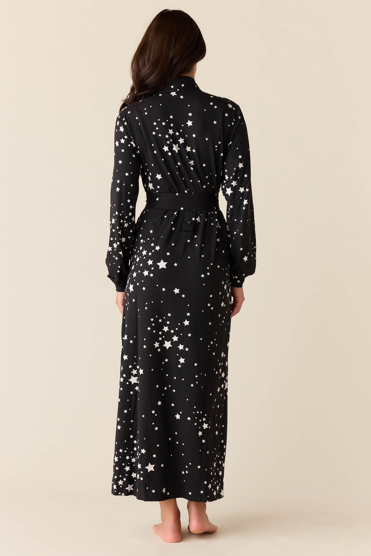 Skyler Cloud Jersey Banded Long Robe in Black Stars – MASONgrey