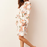 Quinn Banded Short Robe | Peaches & Cream