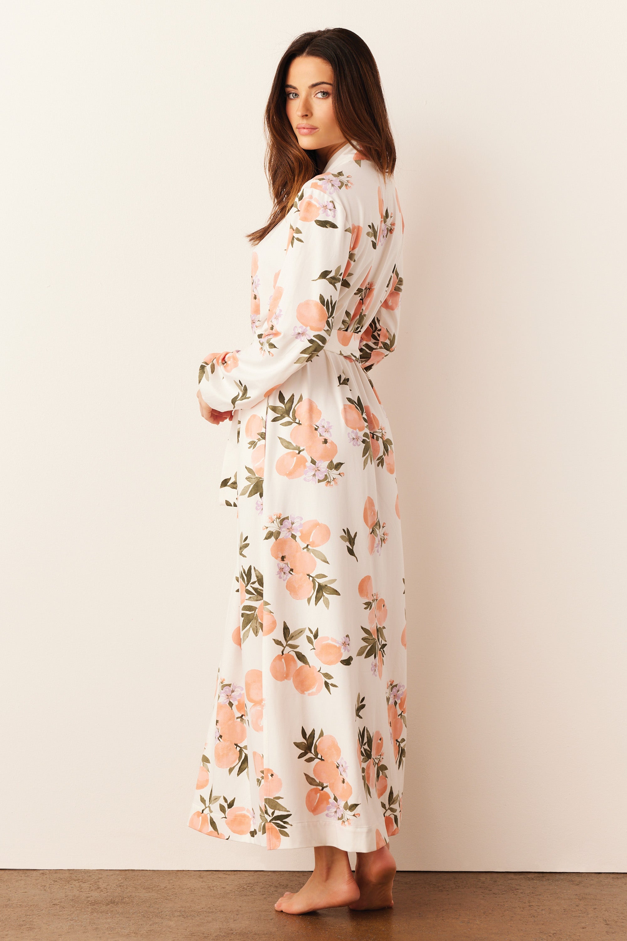 Load image into Gallery viewer, SKYLER BANDED LONG ROBE | PEACHES &amp; CREAM
