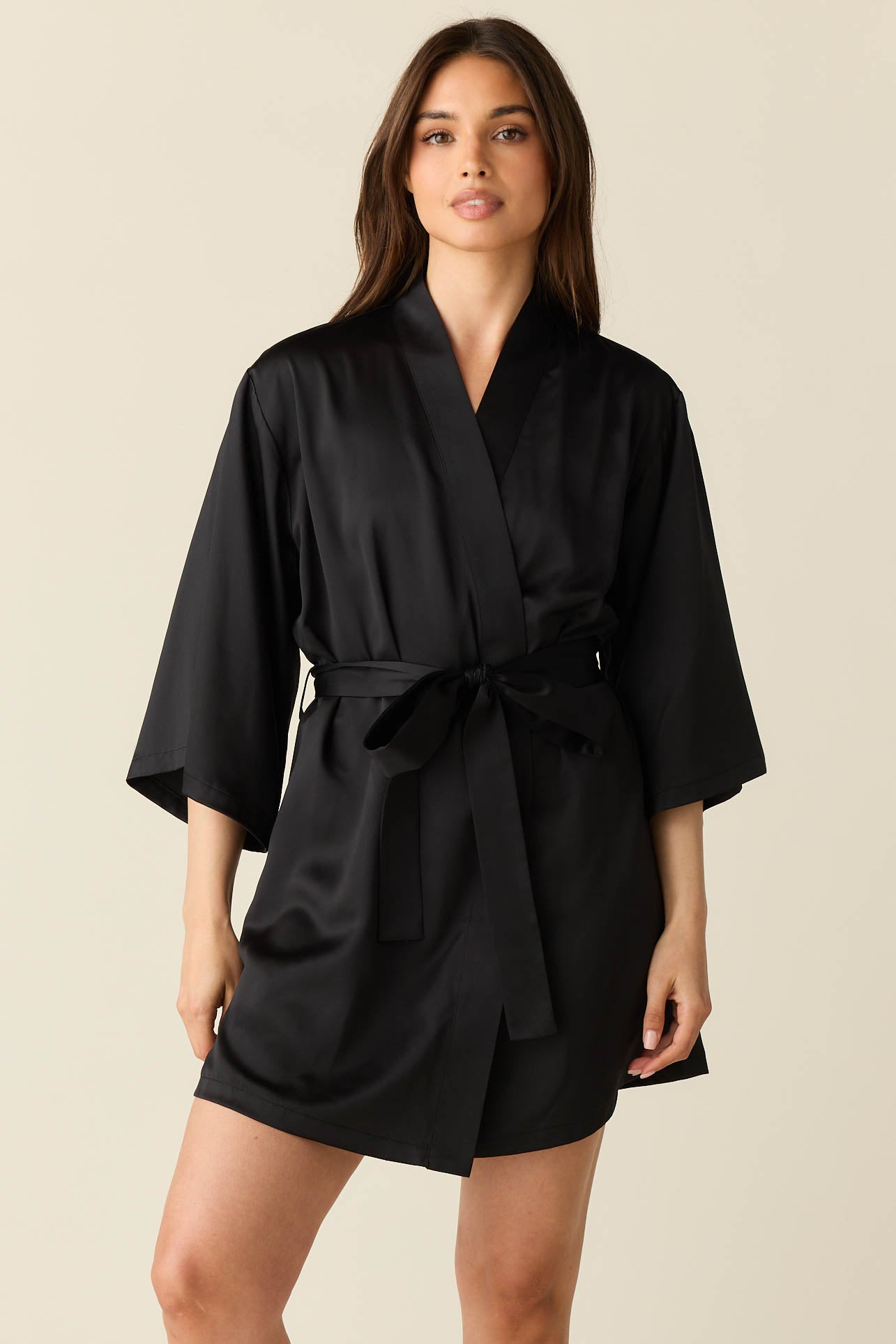 Adriana Luxe Satin Short Kimono