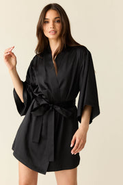 Adriana Luxe Satin Short Kimono in Black – MASONgrey