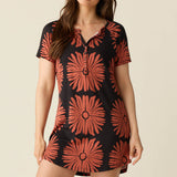 Nikki Summer Jersey Henley Dress in Desert Bloom