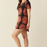 Nikki Summer Jersey Henley Dress in Desert Bloom