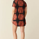 Nikki Summer Jersey Henley Dress in Desert Bloom