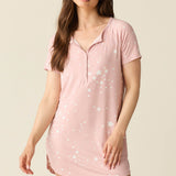Nikki Summer Jersey Henley Dress in Blush Stars