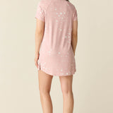Nikki Summer Jersey Henley Dress in Blush Stars