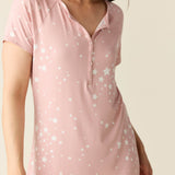 Nikki Summer Jersey Henley Dress in Blush Stars