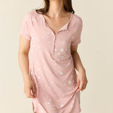 Nikki Summer Jersey Henley Dress in Blush Stars
