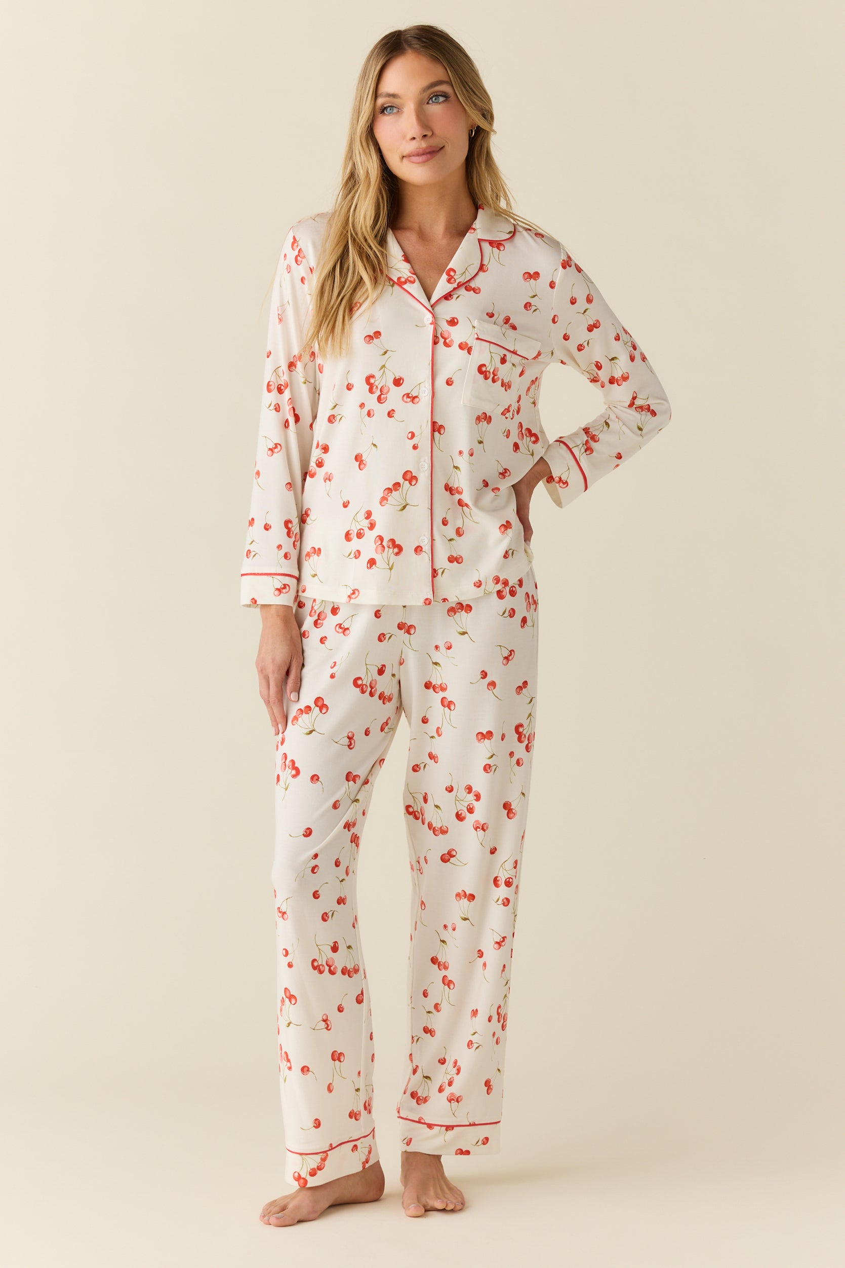 Aria TENCEL™ Lyocell Long PJ Set Cherry Jubilee