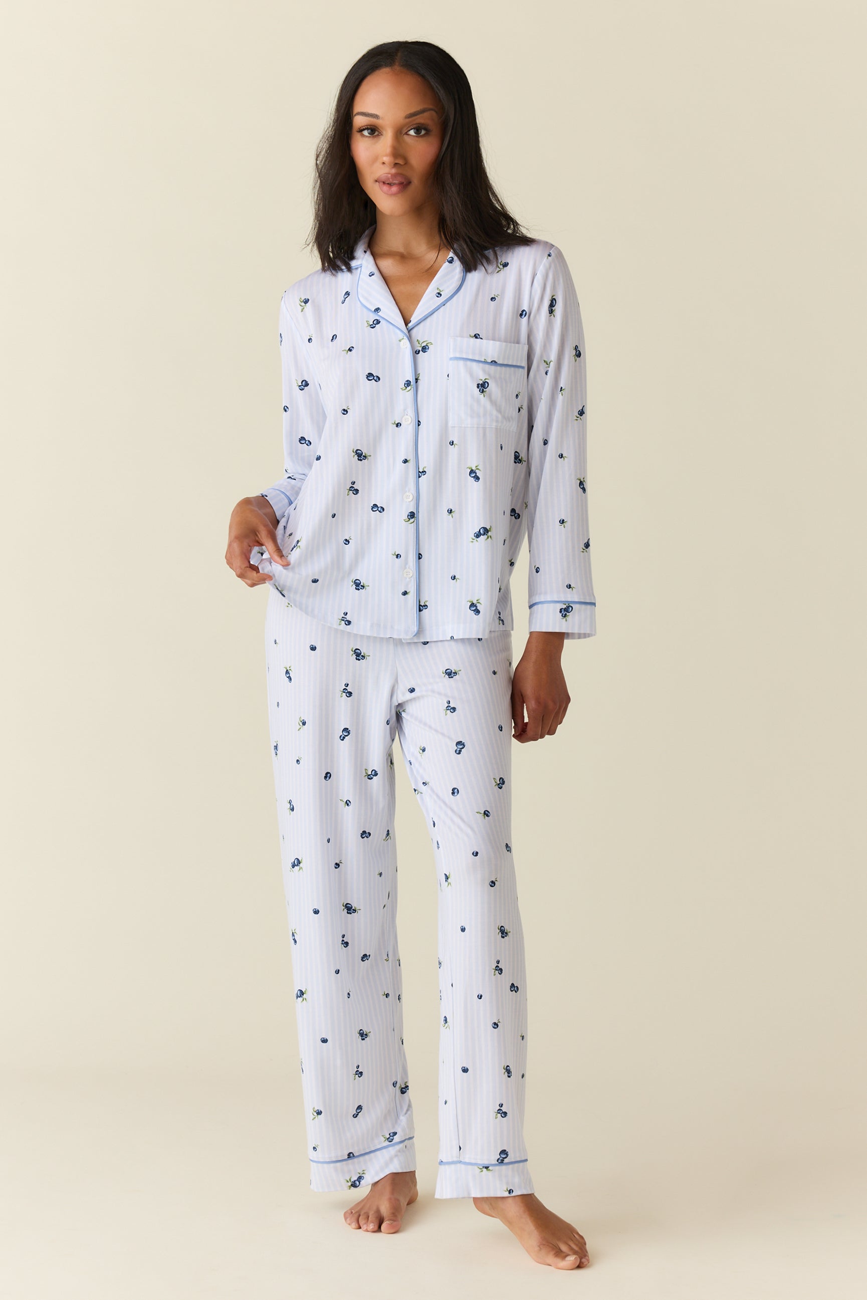 Aria TENCEL™ Lyocell Long PJ Set Blueberry Bliss