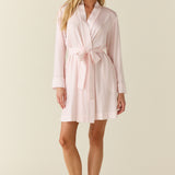 Ayla TENCEL™ Lyocell Short Robe in Pink Stripe
