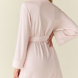 Ayla TENCEL™ Lyocell Short Robe in Pink Stripe