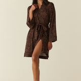 Ayla TENCEL™ Lyocell Short Robe in Espresso Leopard