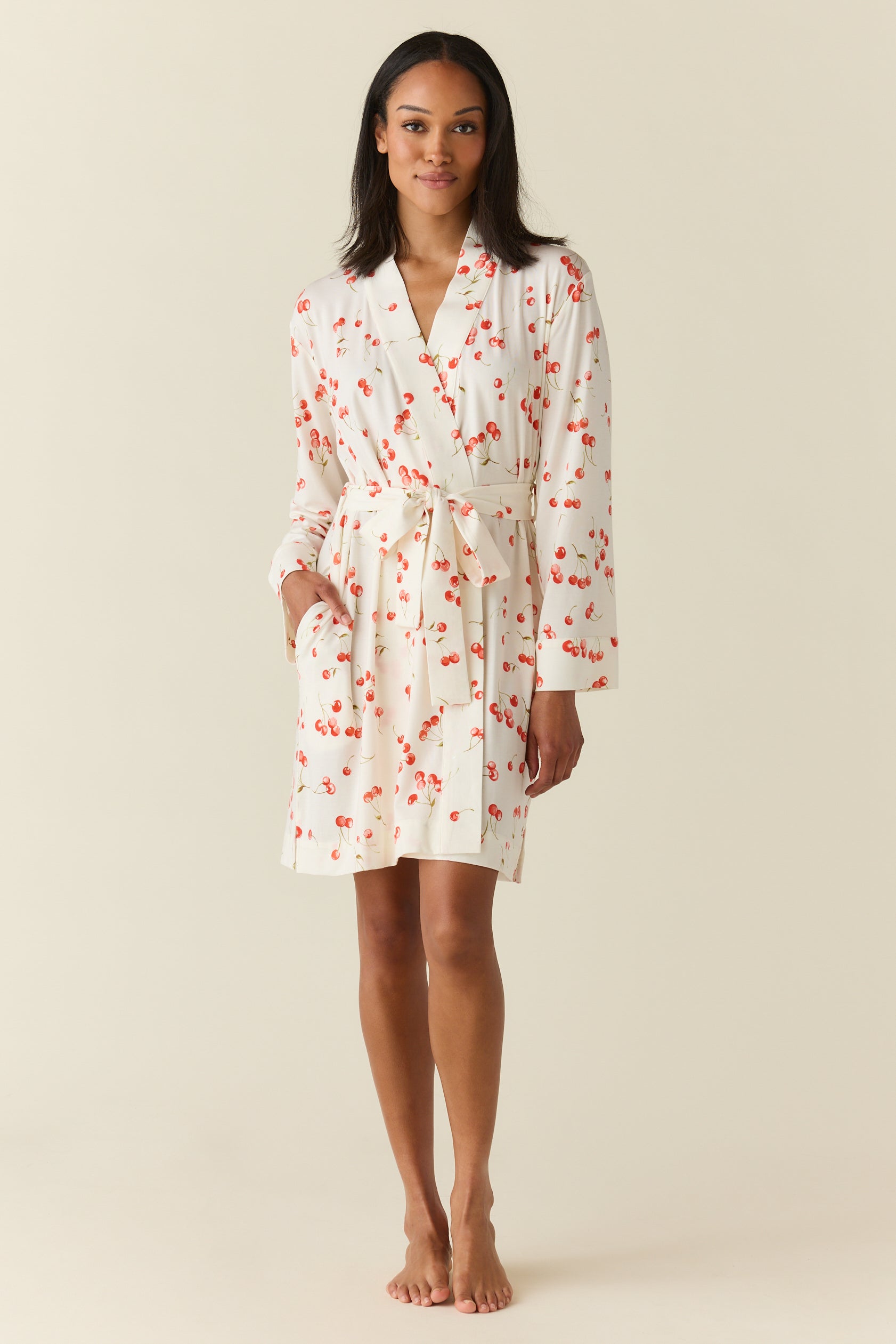 Ayla TENCEL™ Lyocell Short Robe Cherry Jubilee