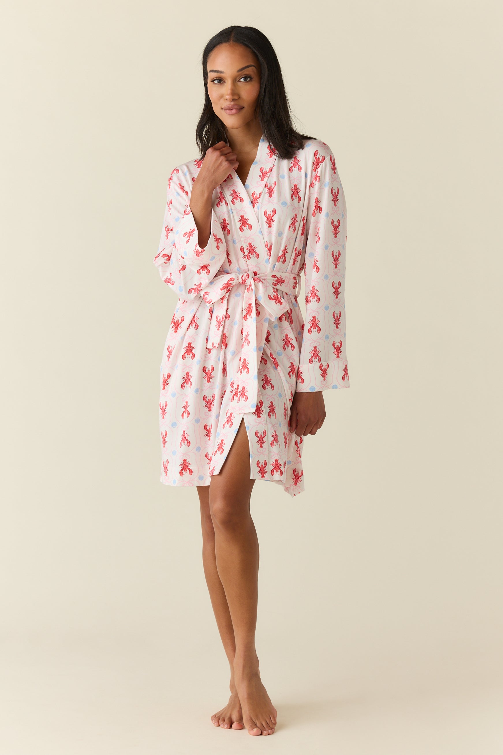Ayla TENCEL™ Lyocell Short Robe Nantucket