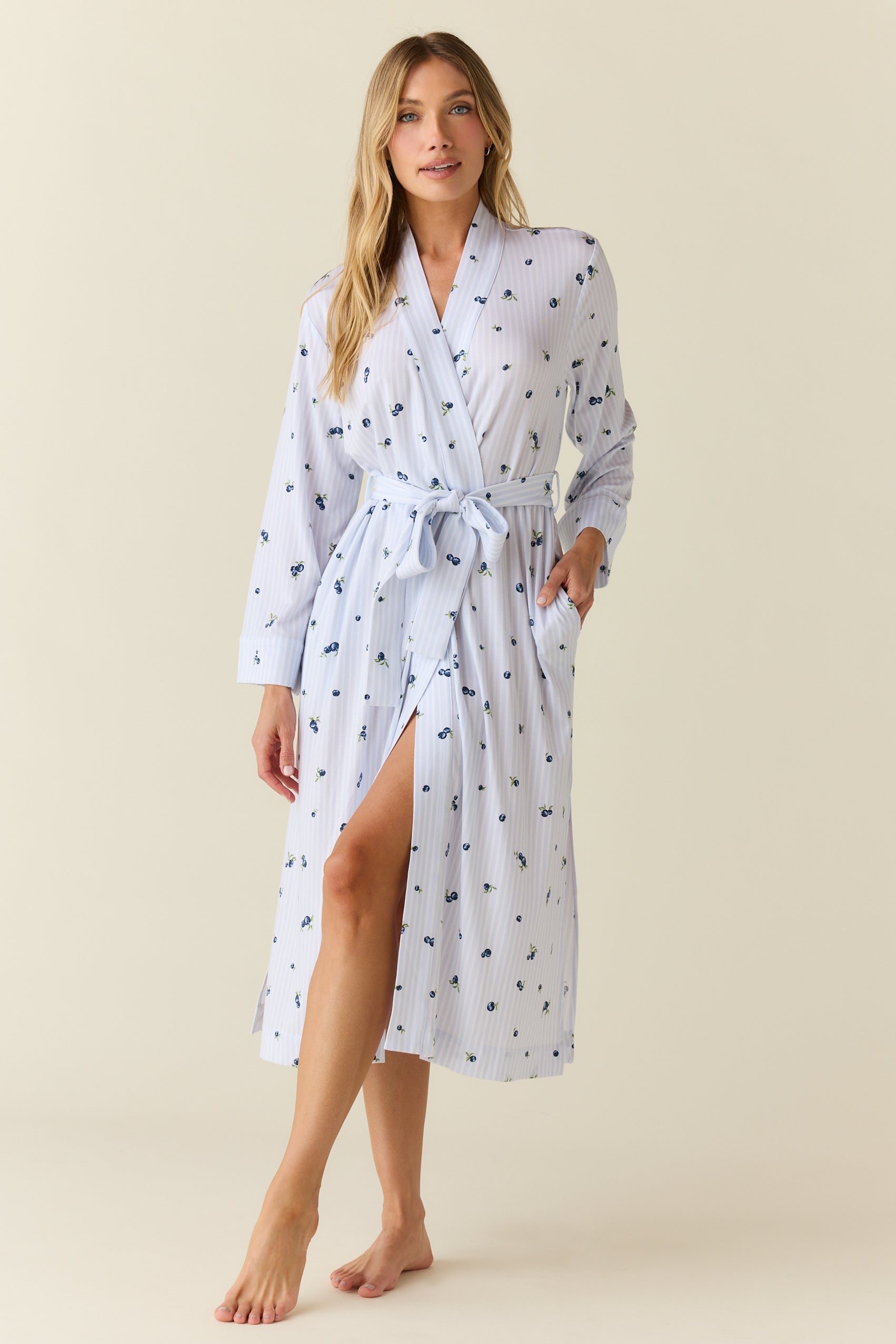 Eden TENCEL™ Lyocell Long Robe Blueberry Bliss
