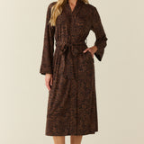 Eden TENCEL™ Lyocell Long Robe in Espresso Leopard