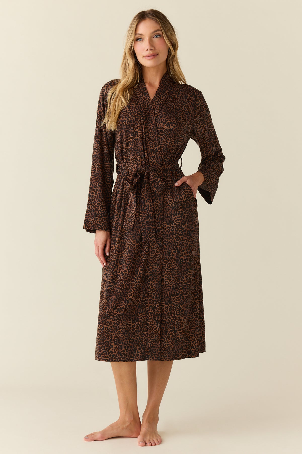 Eden TENCEL™ Lyocell Long Robe Espresso Leopard