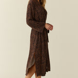 Eden TENCEL™ Lyocell Long Robe in Espresso Leopard
