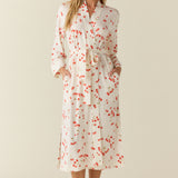 Eden TENCEL™ Lyocell Long Robe in Cherry Jubilee