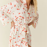 Eden TENCEL™ Lyocell Long Robe in Cherry Jubilee