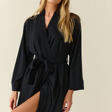 Eden TENCEL™ Lyocell Long Robe in Black