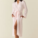 Eden TENCEL™ Lyocell Long Robe in Pink Stripe