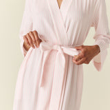 Eden TENCEL™ Lyocell Long Robe in Pink Stripe