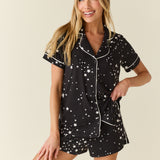 Maren Cloud Jersey PJ Set in Black Stars