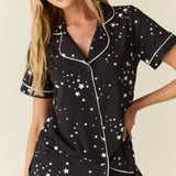 Maren Cloud Jersey PJ Set in Black Stars