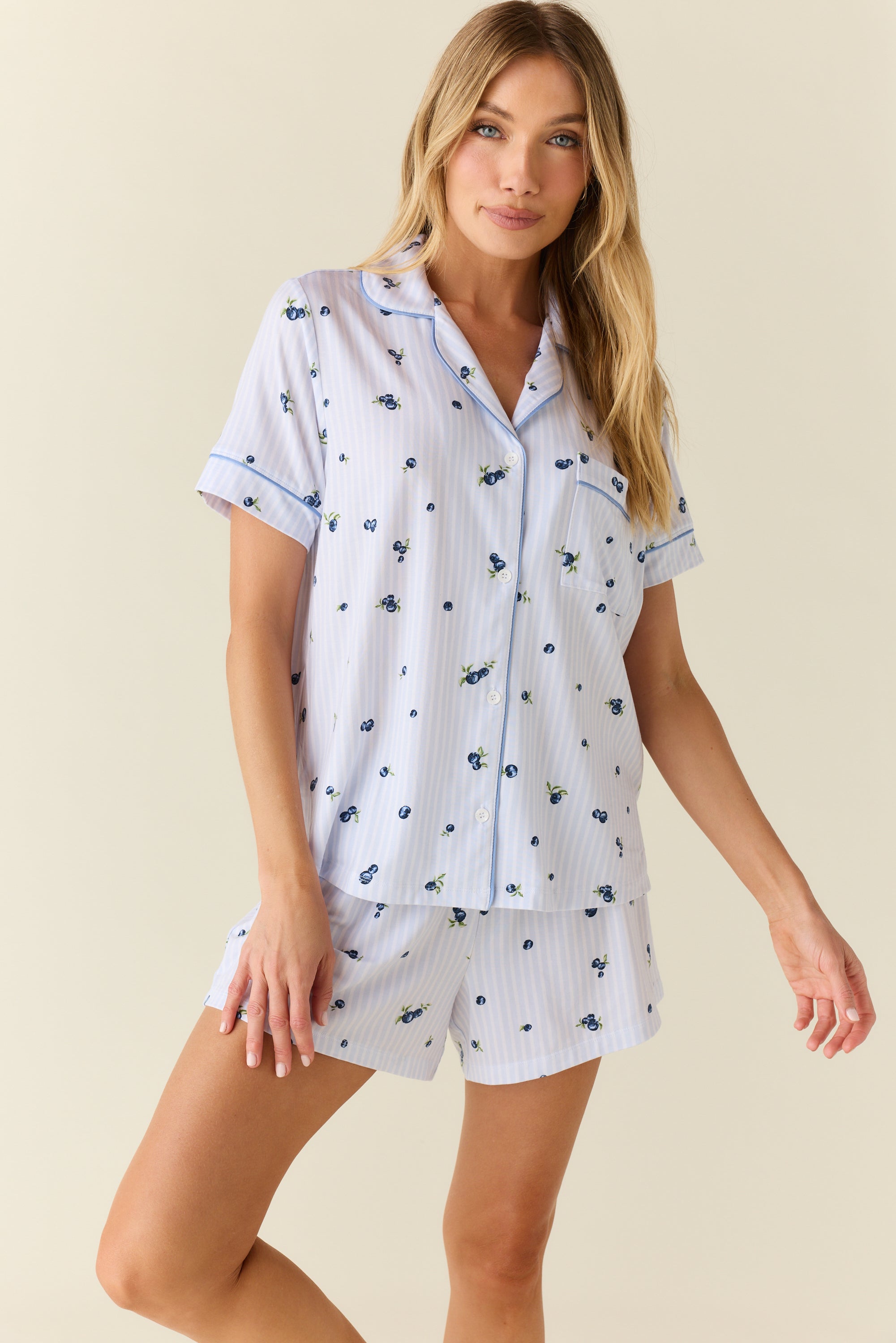 Mila TENCEL™ Lyocell Short PJ Set in Blueberry Bliss