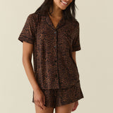 Mila TENCEL™ Lyocell Short PJ Set in Espresso Leopard