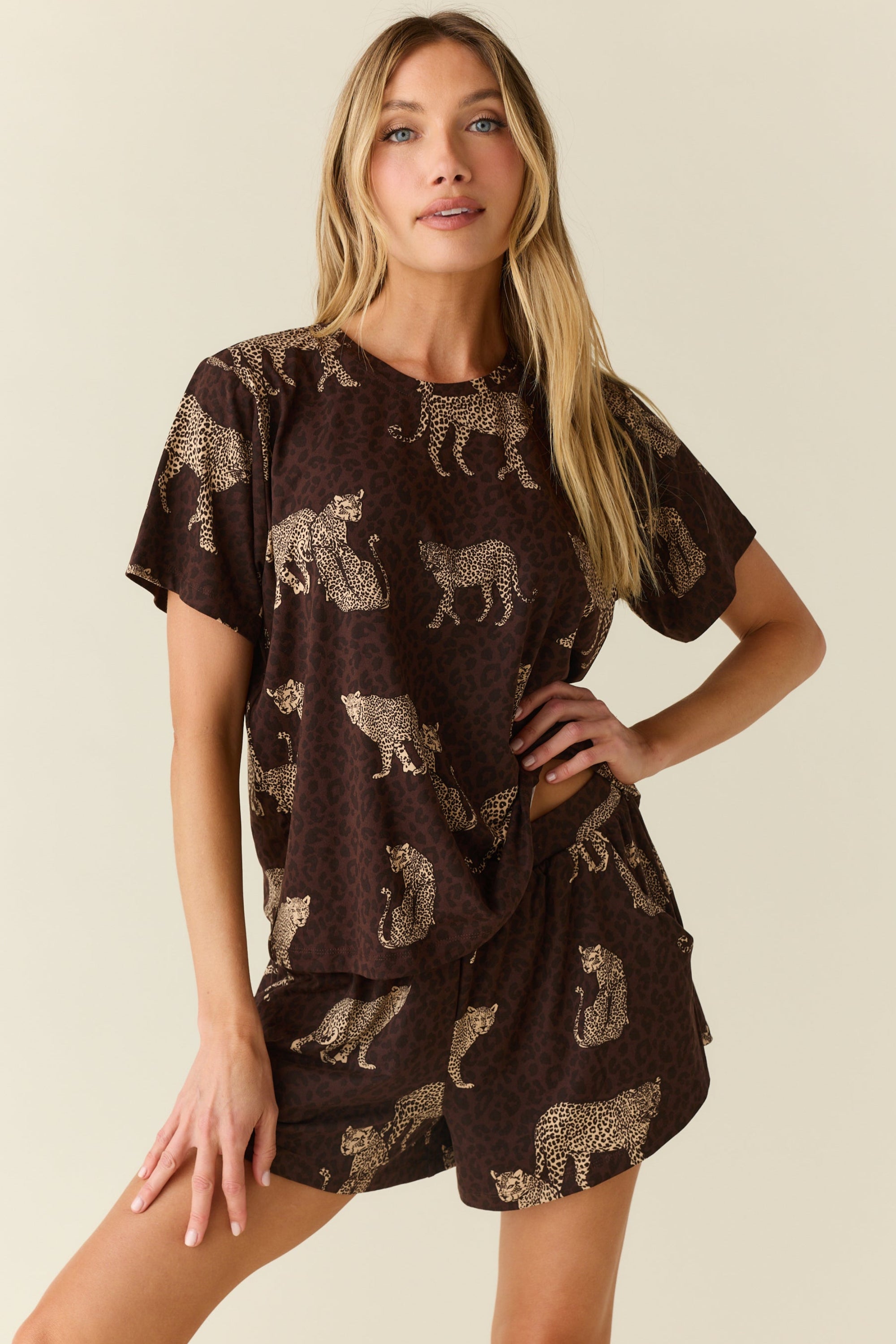 Taylor Cloud Jersey PJ Set in Savanna