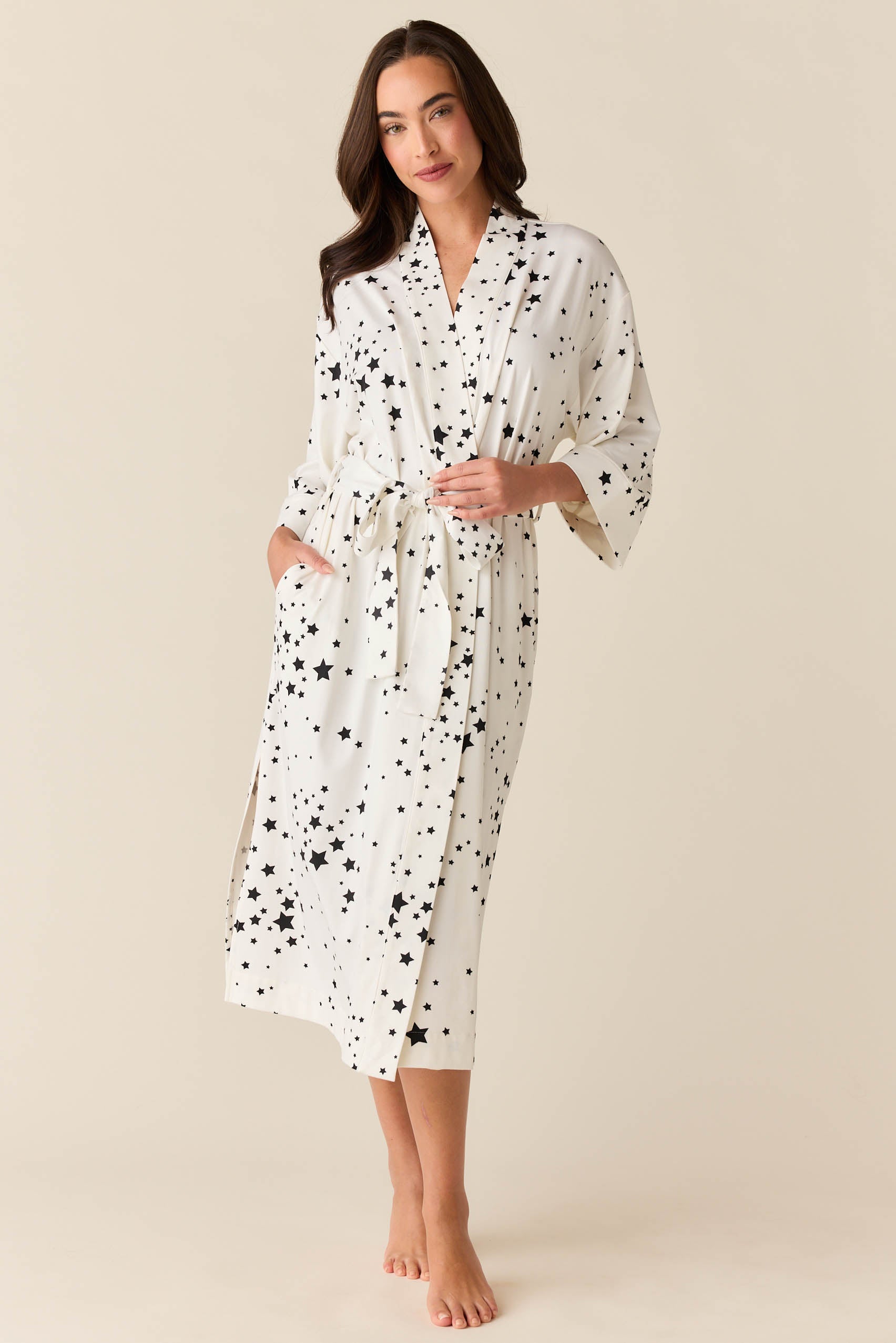Crop Robe Vera Cloud Jersey Midi Robe in White Stars – MASONgrey