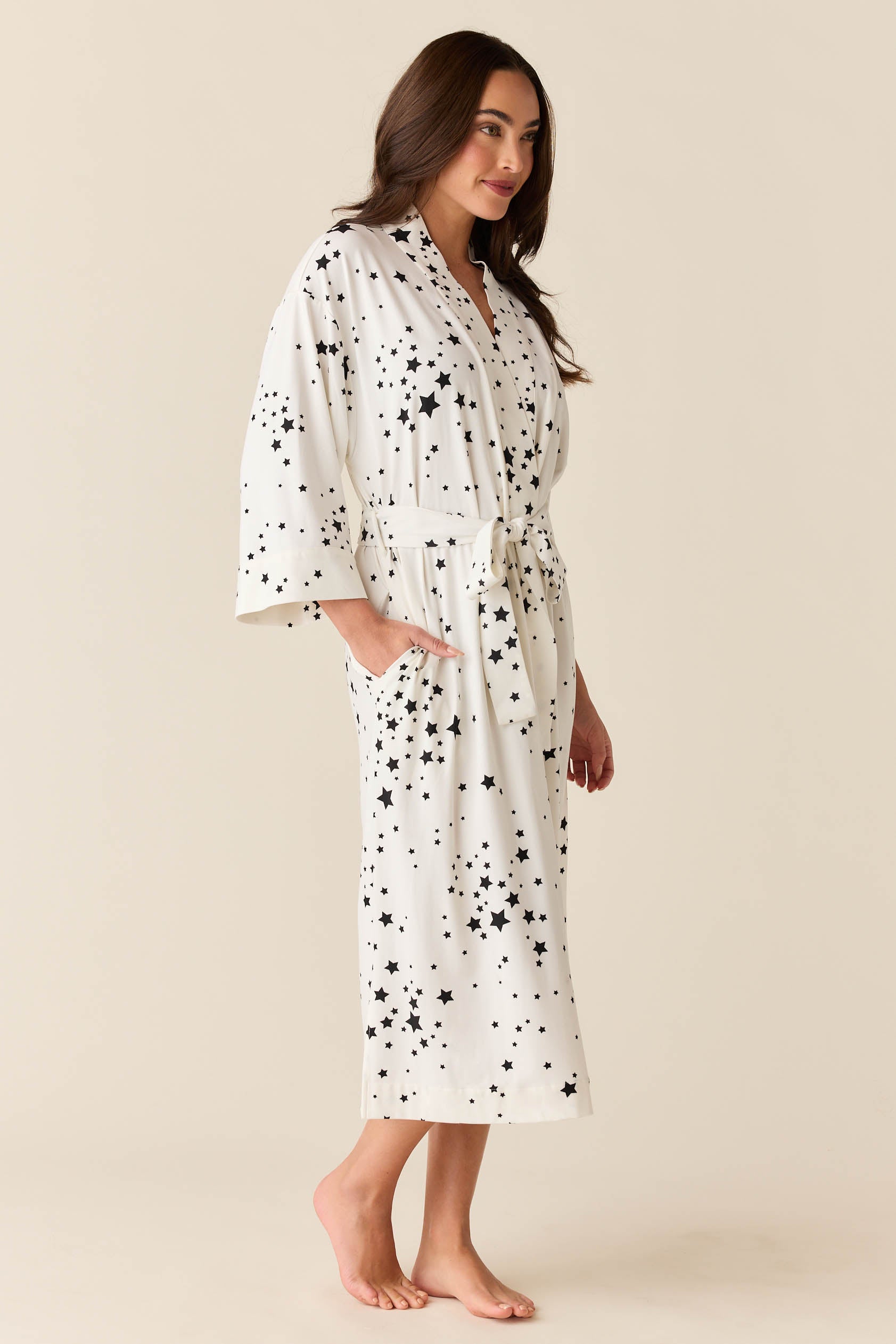 Crop Robe Vera Cloud Jersey Midi Robe in White Stars – MASONgrey