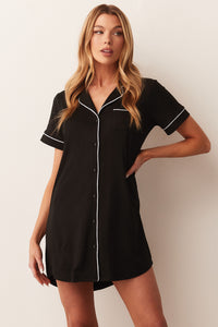 MAEVE SHORT SLEEVE BOYFRIEND SHIRT | SOLID BLACK