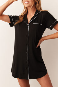 MAEVE SHORT SLEEVE BOYFRIEND SHIRT | SOLID BLACK