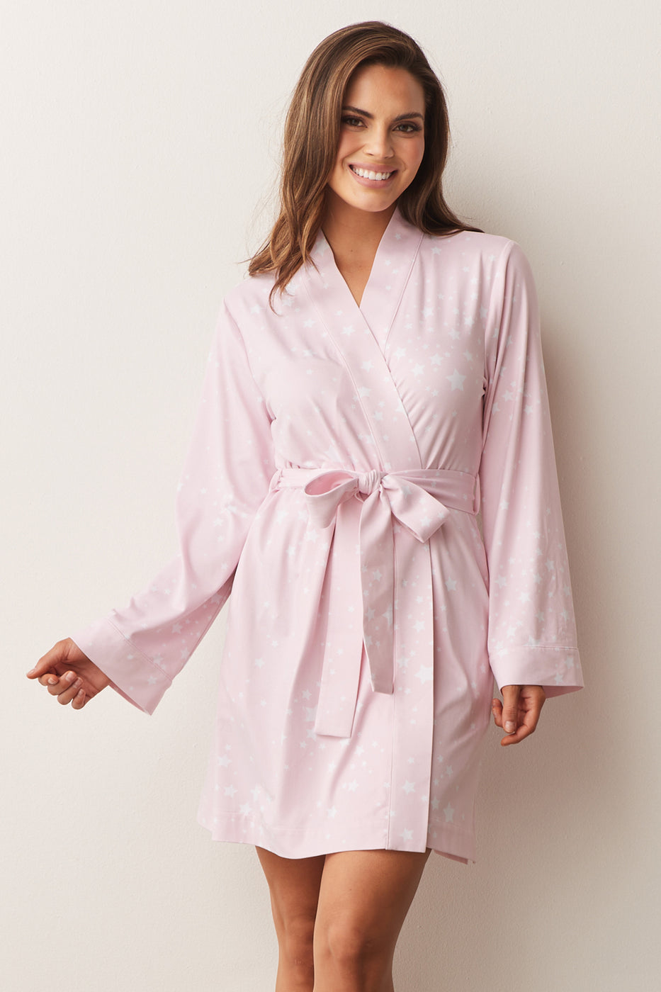 MEADOW CLASSIC SHORT ROBE | PINK STARS