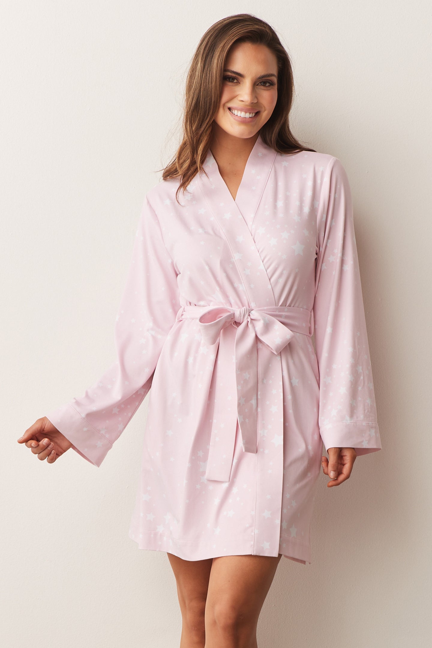 MEADOW CLASSIC SHORT ROBE | PINK STARS
