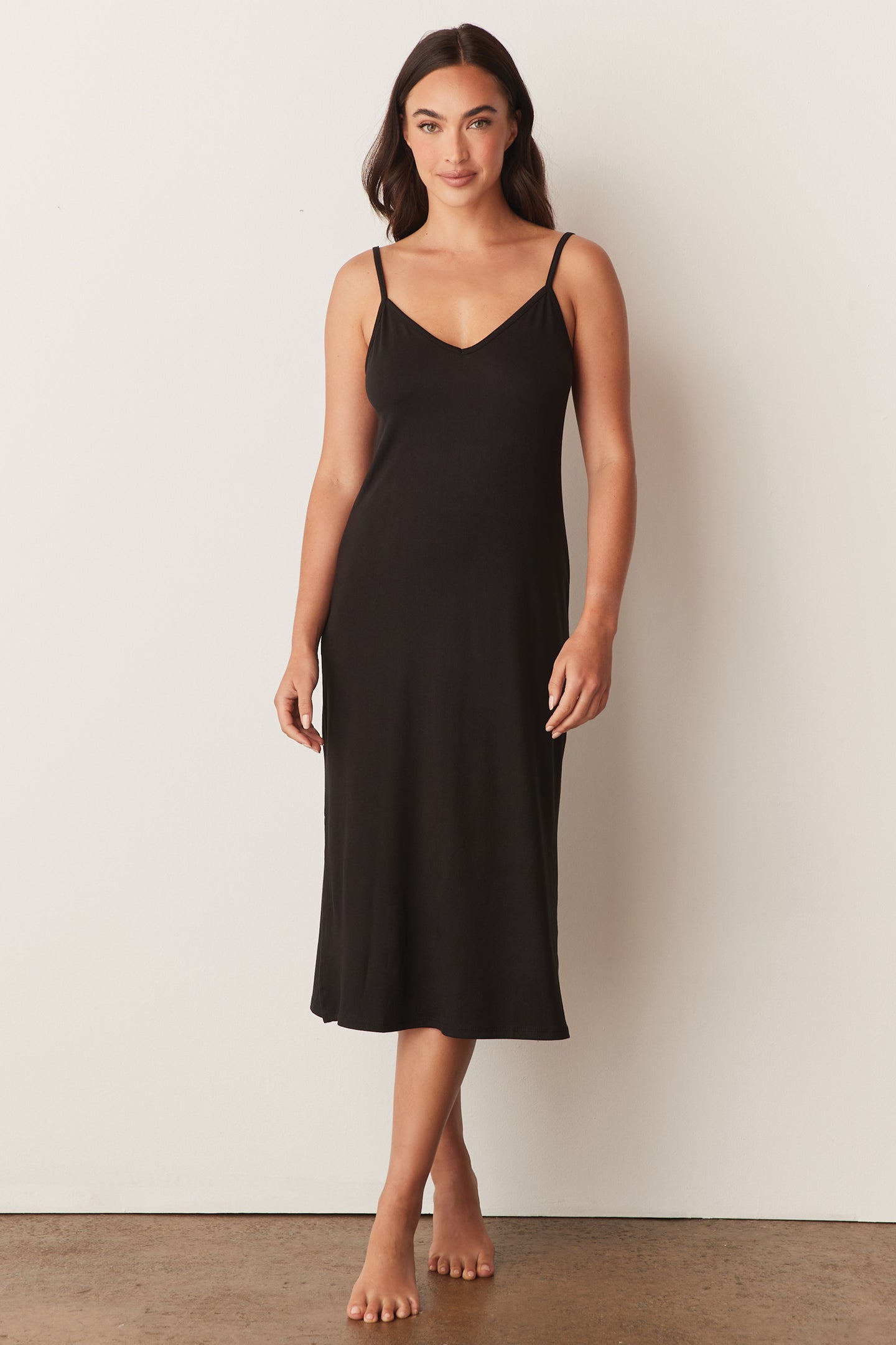 NORA MIDI SLIP DRESS | SOLID BLACK