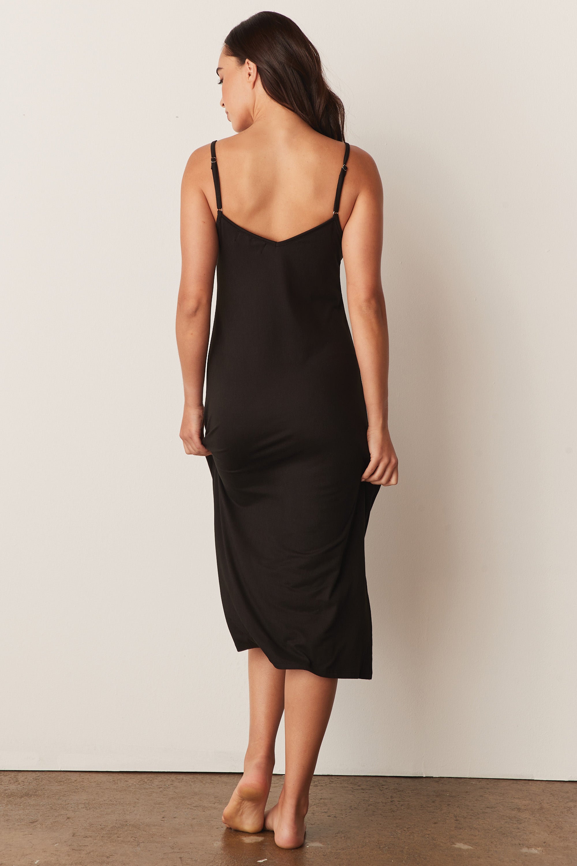 Load image into Gallery viewer, NORA MIDI SLIP DRESS | SOLID BLACK
