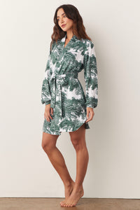 QUINN BANDED SHORT ROBE | FOREST TOILE