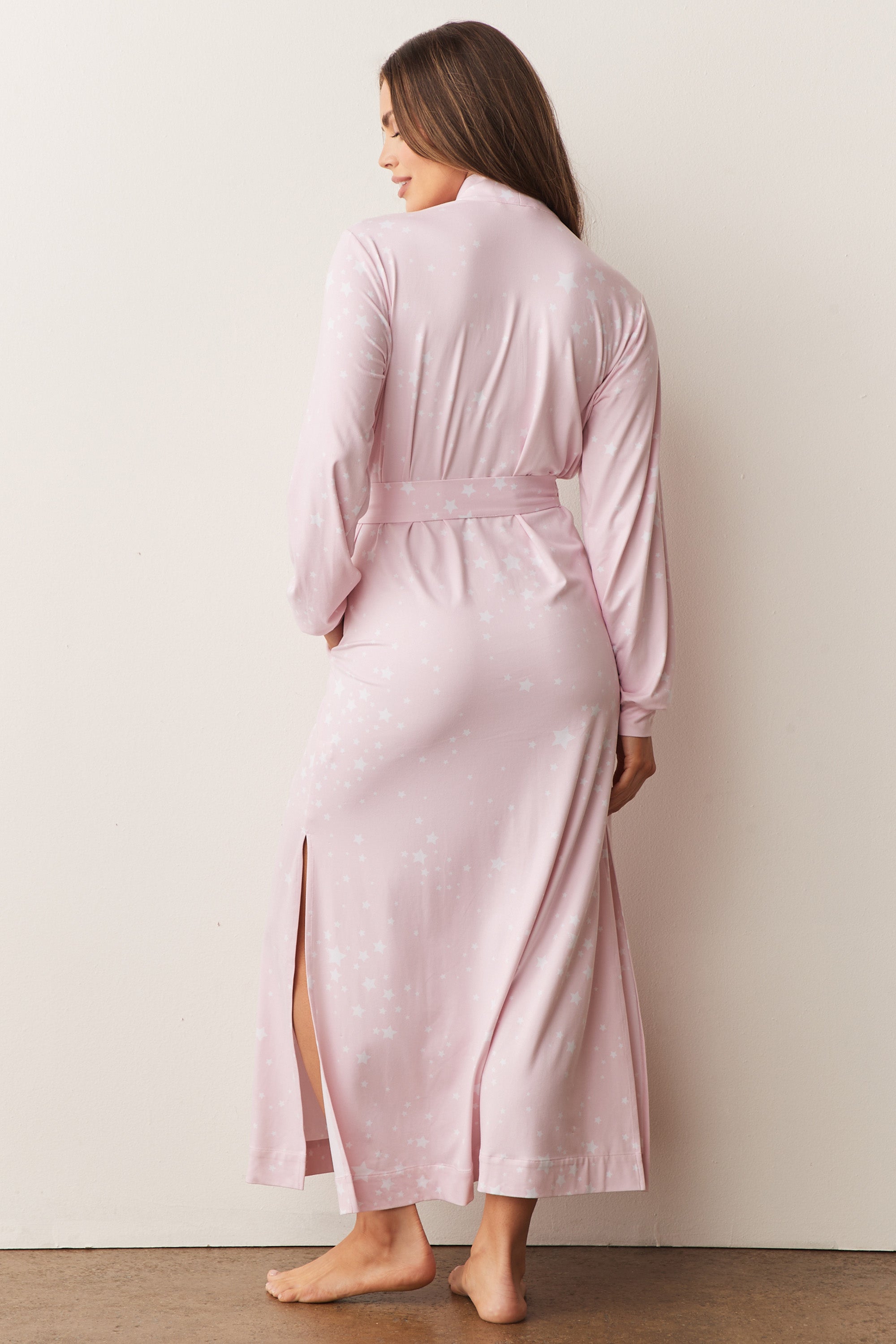 Load image into Gallery viewer, SKYLER BANDED LONG ROBE | PINK STARS

