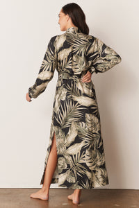 SKYLER BANDED LONG ROBE | MIDNIGHT PALMS