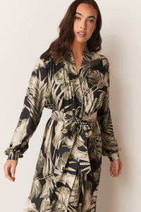 SKYLER BANDED LONG ROBE | MIDNIGHT PALMS